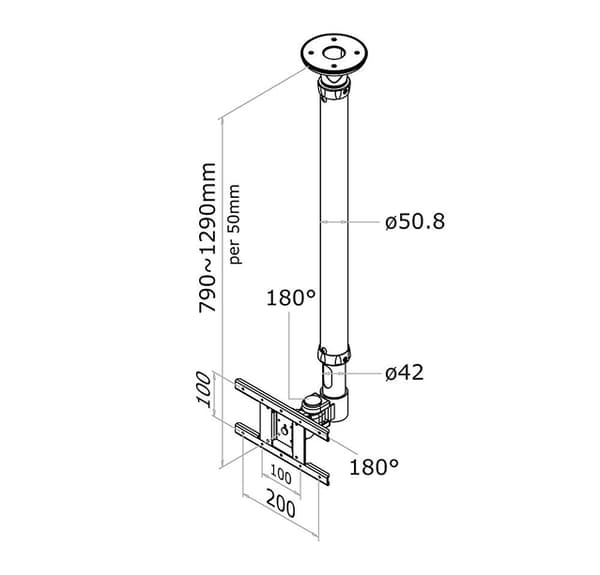 Neomounts FPMA-C100WHITE Monitor/TV mount ceiling 10-30" - h 79-129 cm