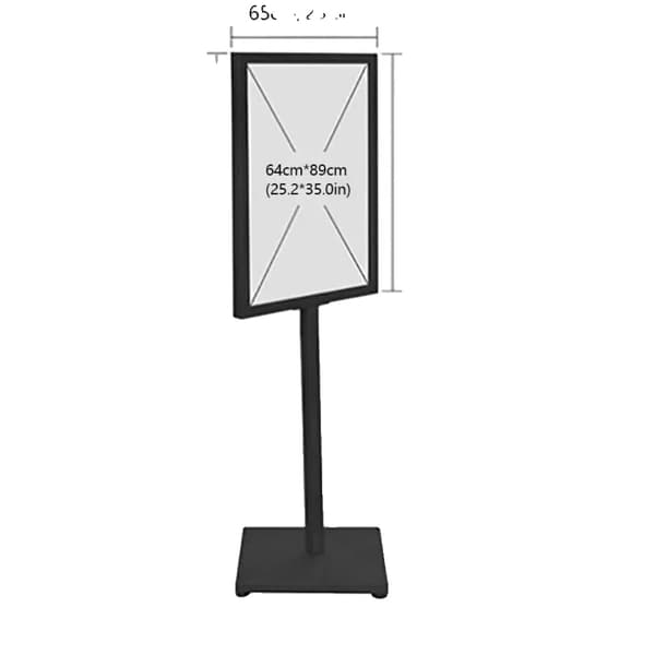 Display-skiltstand, 65 cm x 90 cm ramme størrelse, 167 cm højde, jernmateriale,sort