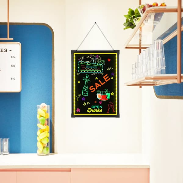LED Meddelandeskylta, 50*70CM, 7 Färger med 18 Ljus Effekter