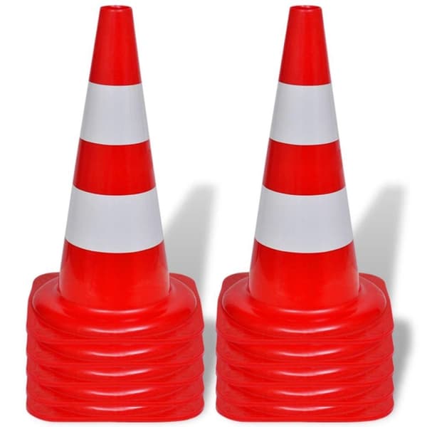 vidaXL 10 Trafikkoner röd och vit 50 cm