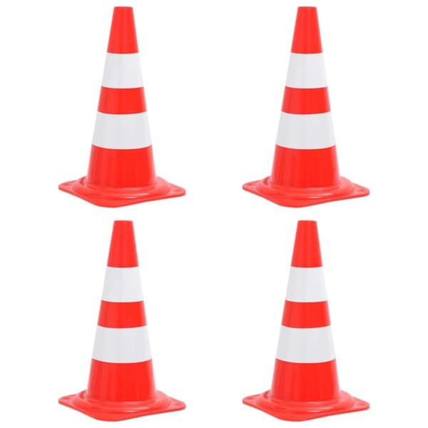 vidaXL Heijastavat liikennekartiot 4 kpl punainen ja valkoinen 50 cm