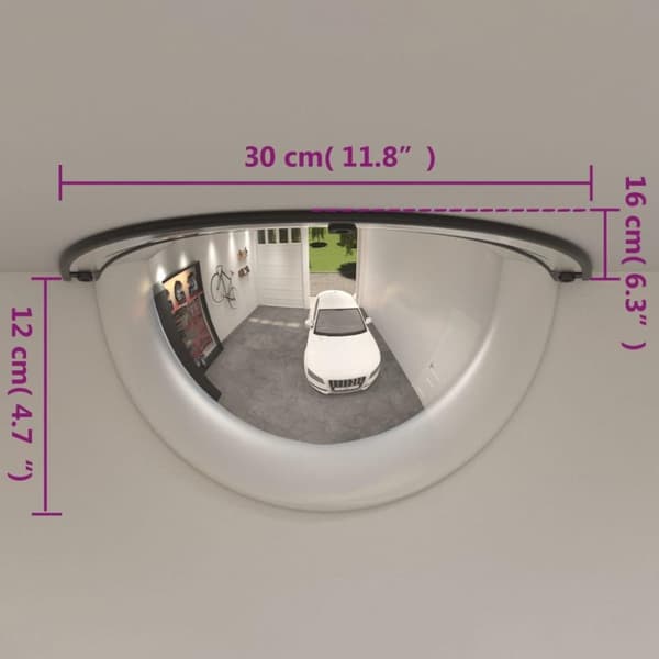 vidaXL Trafikkspeil halv kuppel 2 stk Ø30 cm akryl