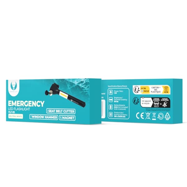 Forever Light LED Ficklampa EMERGENCY med hammare och magnet 2xAAA COB