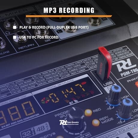PDM-T804 StageMixer 8-Ch DSP/MP3
