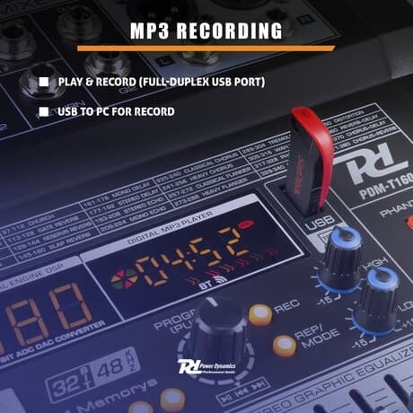 PDM-T1604 Stage Mixer 16ch DSP/MP3