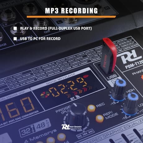 PDM-T1204 Stage Mixer 12ch DSP/MP3