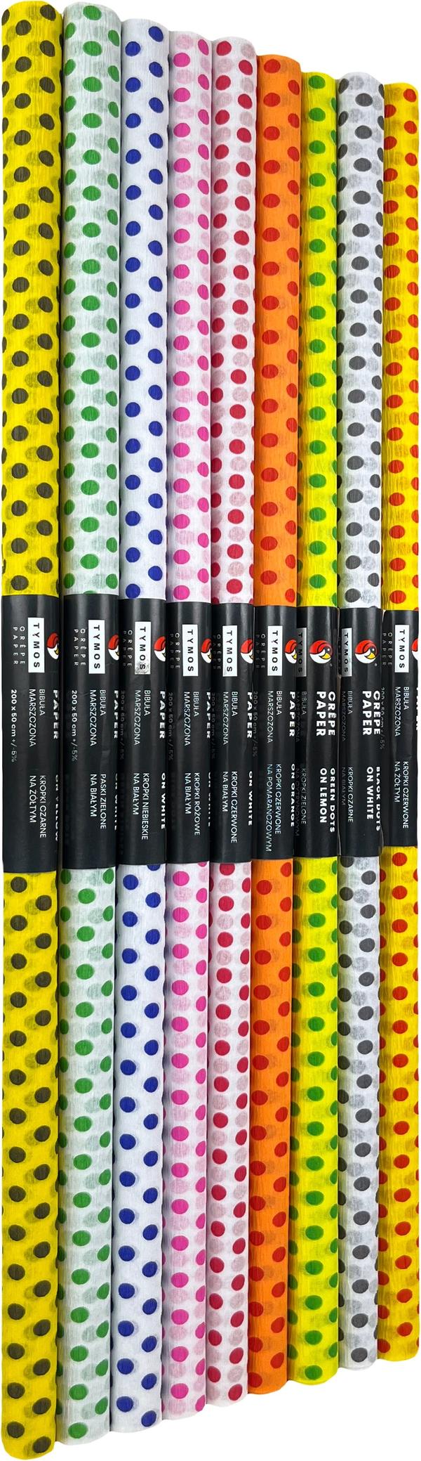Kreppipaperi 50x200 sarja 10 MIX Tymos Dots
