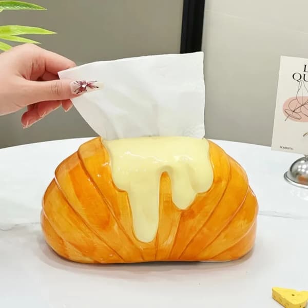Croissant Keramisk Tissueboks, Kreativt Design, Aftageligt Tissue,ingen