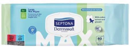 SEPTONA DERMASOFT MAX våtservetter tillverkade av bomull med glycerin 60 våtservetter.