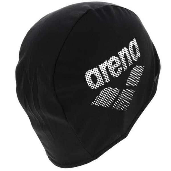 Svart badmössa i polyester - Arena UNI Svart - Skyddar håret från klor - Screentryckt logotyp
