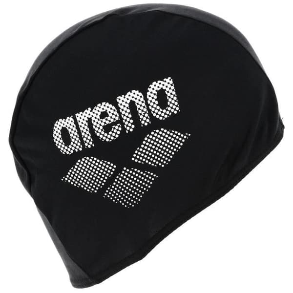 Svart badmössa i polyester - Arena UNI Svart - Skyddar håret från klor - Screentryckt logotyp