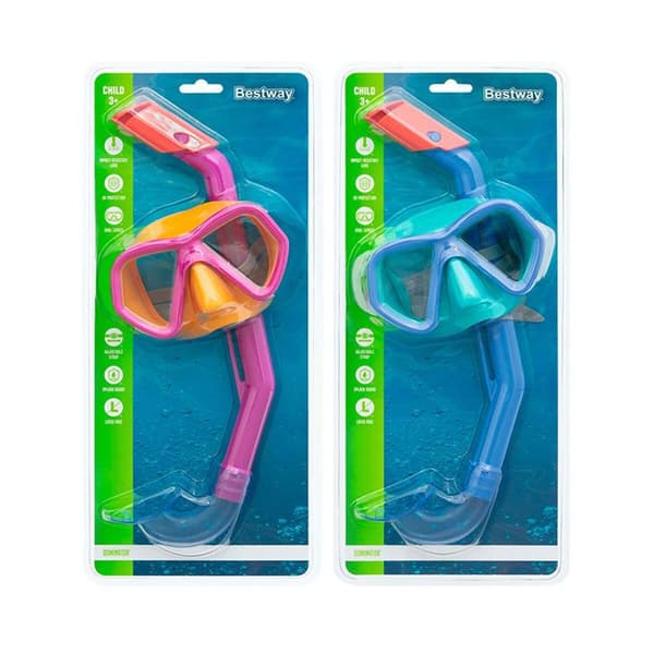Bestway barnmask och tubset Anatomiskt band i olika färger +3 år Strand och pool 24023