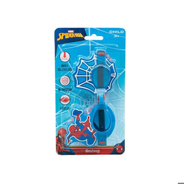 Bestway Spiderman Simglasögon för barn Silikonbälte +3 år Strand och pool 98022