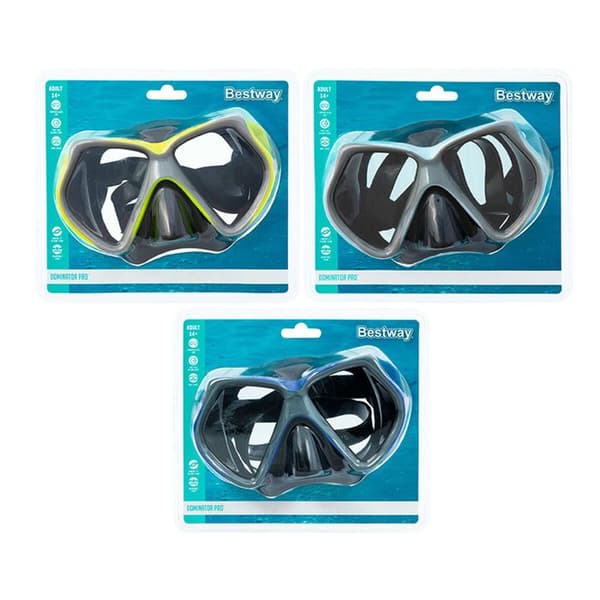 Bestway Adult Dykmask Härdat glas blandad färg Silikonrem +14 år Beach Swimming Pool 22057