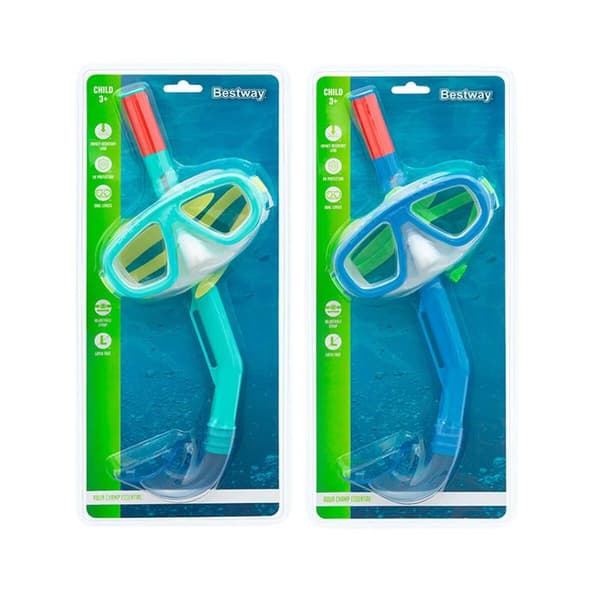 Bestway barnmask och tubset Anatomiskt pannband i olika färger +3 år Strand och pool 24018