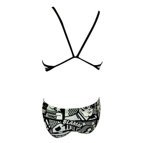 Turbo Tynd Bikini Med Rem Yeah Comic Hvid,Sort 2XL Kvinde