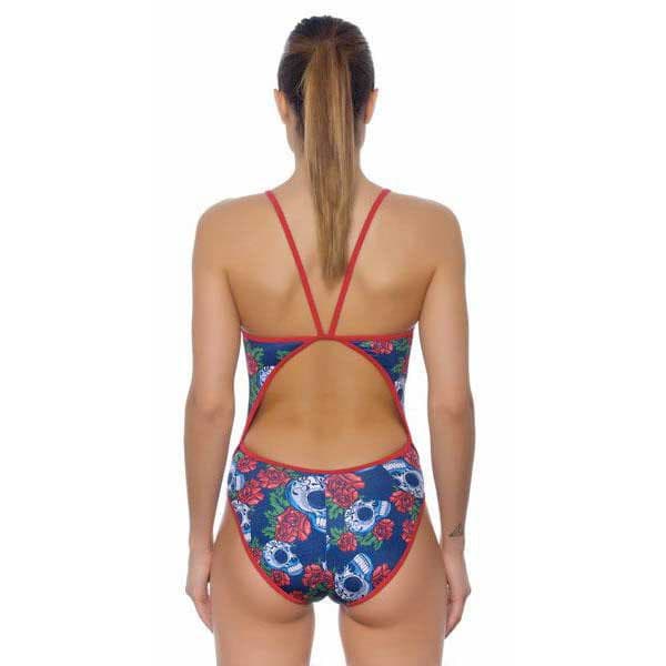 Turbo Badedragt Roses&skulls Blå XL Kvinde