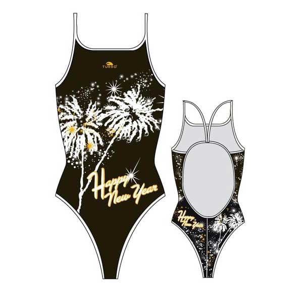 Turbo Badedragt Happy New Year Rød,Hvid 2XL Kvinde
