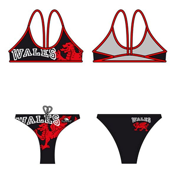 Turbo Tynd Bikini Med Rem Wales Dragon Sort 9-10 Years Dreng