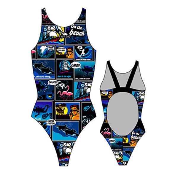 Turbo Badedragt New Comic Pro Resist Sort 11-12 Years Pige