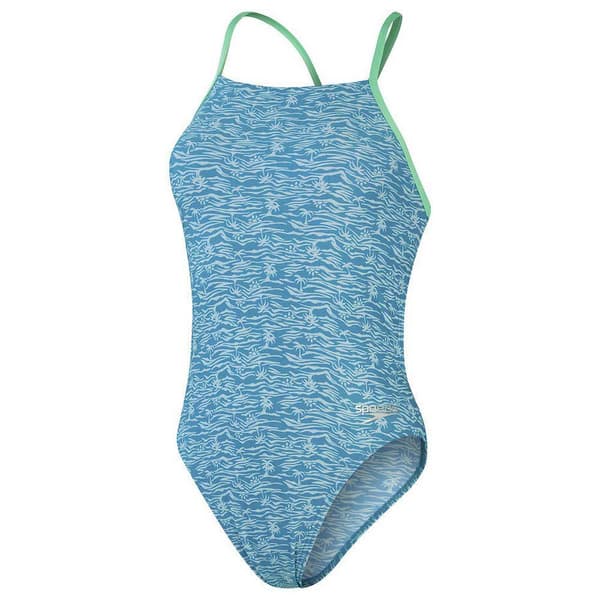 Speedo Badedragt Allover Lattice-back Blå UK 38 Kvinde