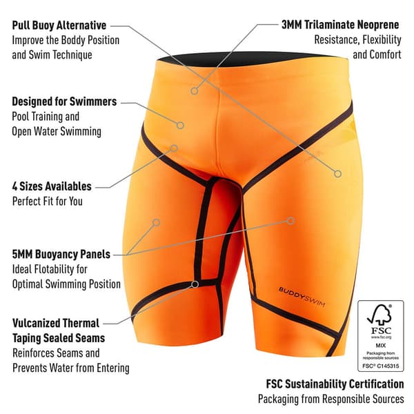 Buddyswim Opdrift Kort Trilaminate Warmth 5/3 Mm Orange S