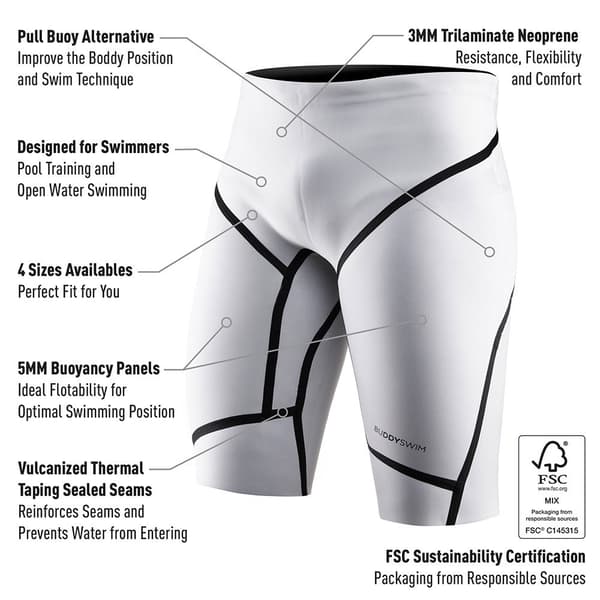 Buddyswim Kelluvuus Lyhyt Trilaminate Warmth 5/3 Mm Valkoinen M