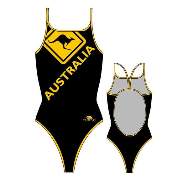 Turbo Australia Kangaroo Signal Badedragt Sort 3XL Kvinde