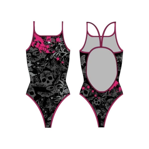 Turbo Badedragt Skull Butterflyers Stars Sort 5XL Kvinde