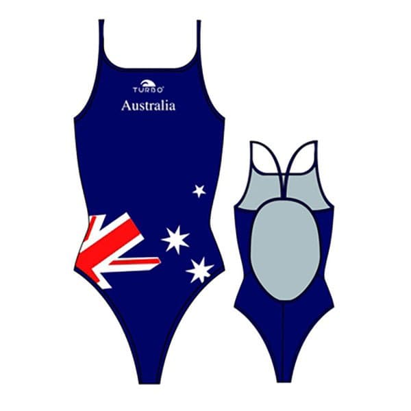 Turbo Badedragt Med Tynd Rem Australia Flag Blå 7-8 Years Pige
