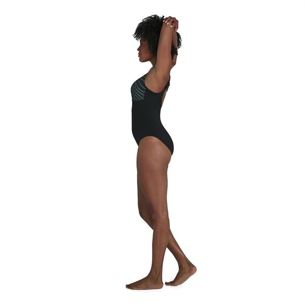 Speedo Badedragt Contourlustre Printed Sort UK 42 Kvinde