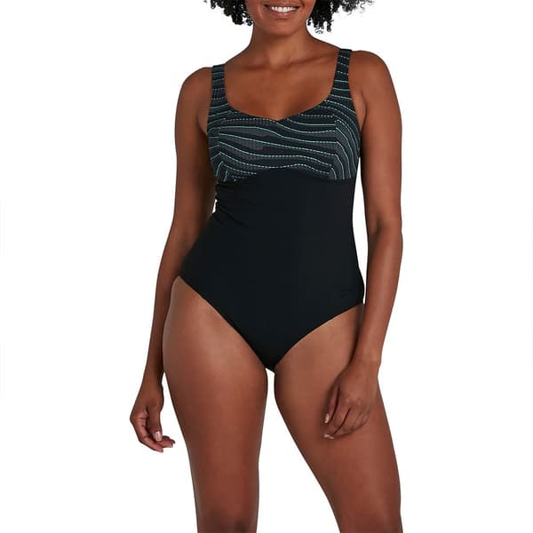 Speedo Badedragt Contourlustre Printed Sort UK 42 Kvinde