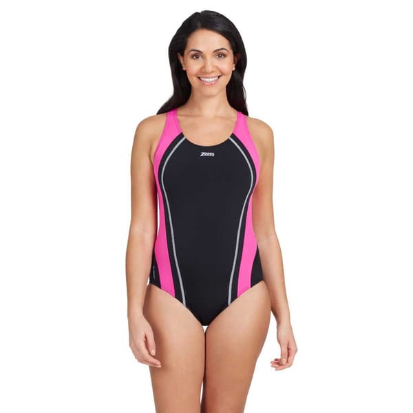 Zoggs Badedragt Eaton Flyback Ecolast+ Sort,Rosa 36 Kvinde
