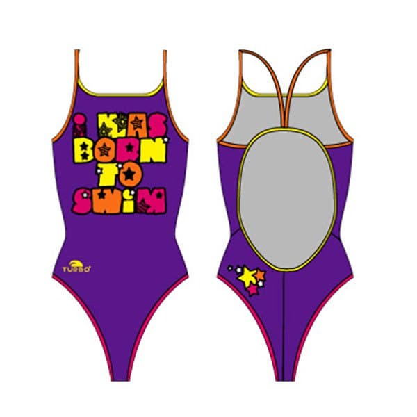 Turbo Badedragt Med Tynd Rem Was Born To Swim Lilla 9-10 Years Pige