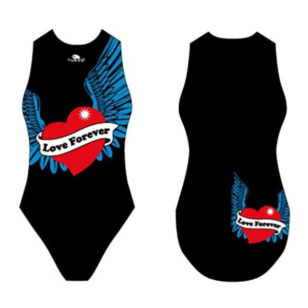 Turbo Badedragt Waterpolo Love Forever Sort 9-10 Years Pige