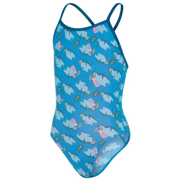 Speedo Badedragt Flipper Phone Allover Vback Blå 13-14 Years Pige