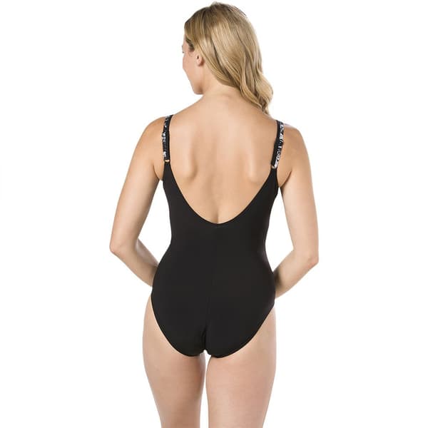 Speedo Badedragt Contourluxe Printed Sort UK 42 Kvinde