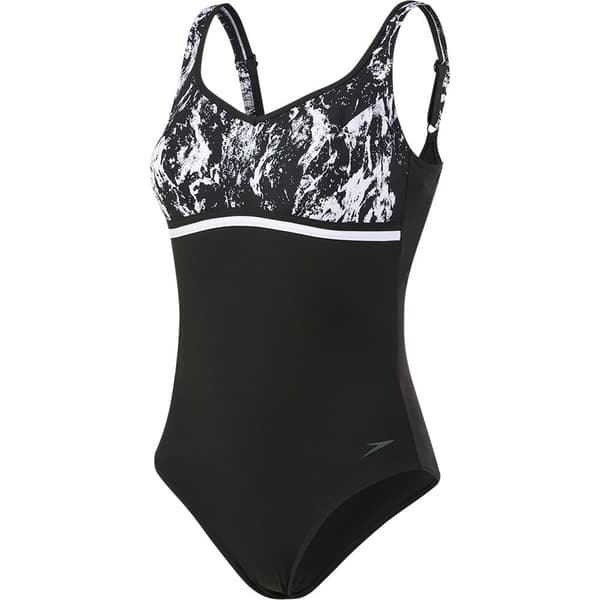Speedo Badedragt Contourluxe Printed Sort UK 42 Kvinde