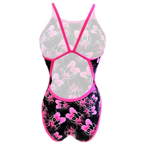 Turbo Baddräkt Double Heart Revolution Svart,Rosa 5XL Kvinna