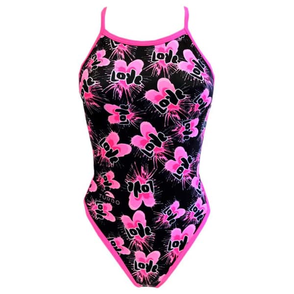 Turbo Baddräkt Double Heart Revolution Svart,Rosa 5XL Kvinna