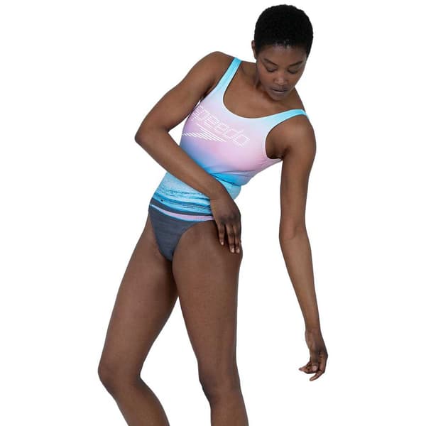 Speedo U-back Badedragt Digital Placement Blå,Rosa UK 30 Kvinde