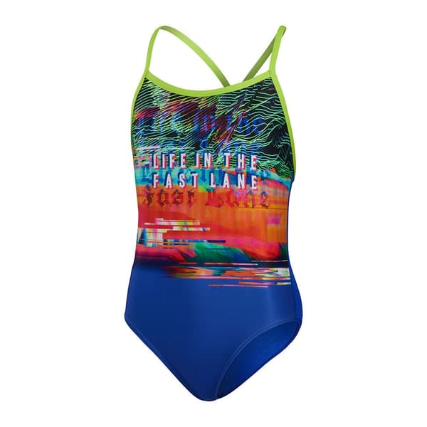 Speedo Badedragt Comic Chaos V-back Endurance+ Blå 11-12 Years Pige