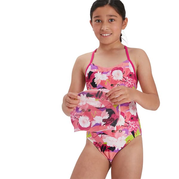 Speedo Badedragt Punk Floral Lane Line Back Allover Endurance Rosa 13-14 Years Pige