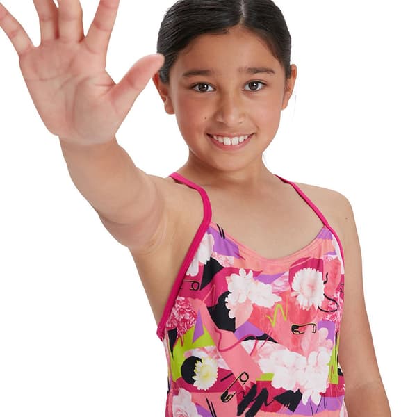 Speedo Badedragt Punk Floral Lane Line Back Allover Endurance Rosa 13-14 Years Pige