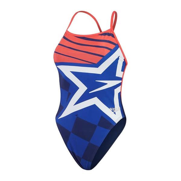 Speedo Badedragt Placement Digital Vback Blå 30 Kvinde