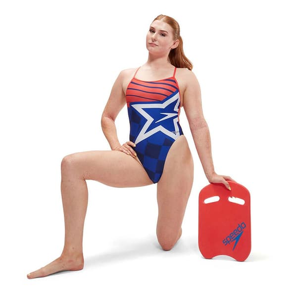 Speedo Badedragt Placement Digital Vback Blå 30 Kvinde