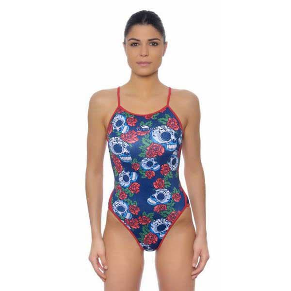 Turbo Badedragt Roses&skulls Blå S Kvinde
