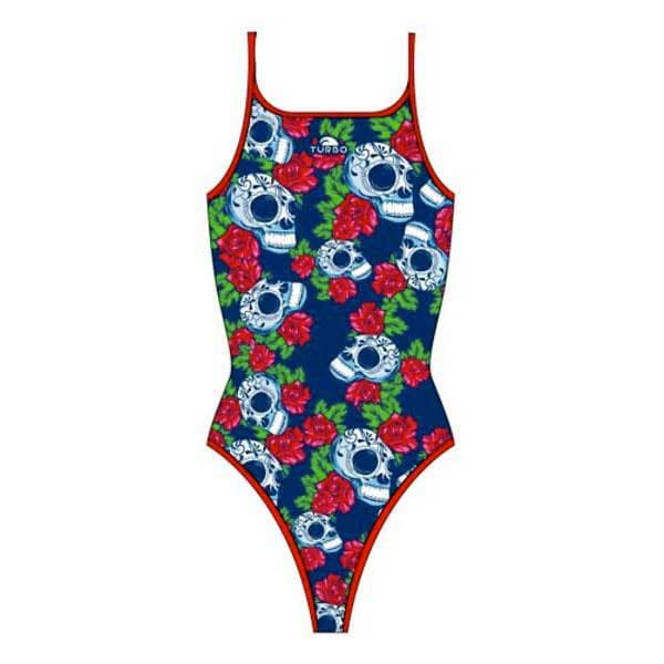 Turbo Badedragt Roses&skulls Blå S Kvinde