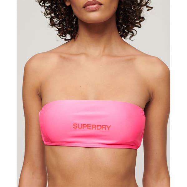 Superdry Logo Bandeau Bikinitop Rosa M Kvinde