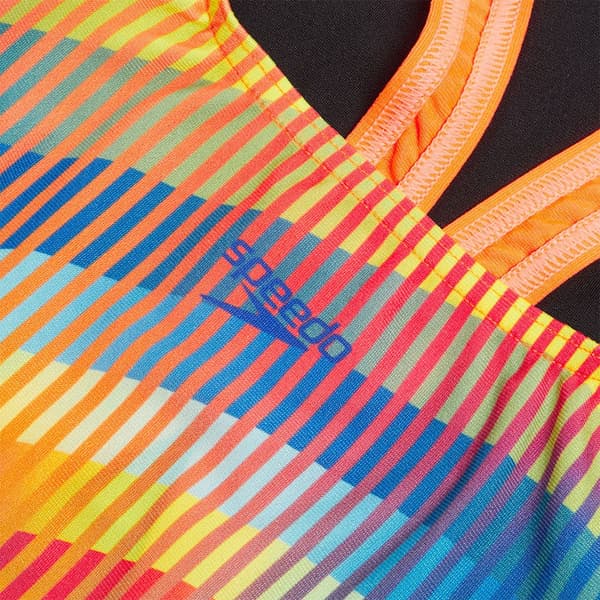 Speedo Digital Placement Powerback Badetøj Flerfarvet 7-8 Years Pige